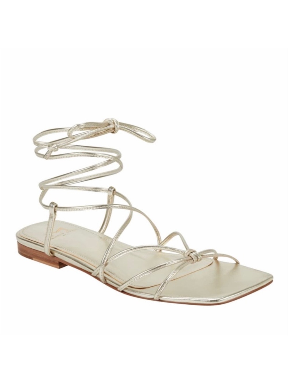 Marc Fisher Metallic Gold Lace-Up Strappy Flat Sandal